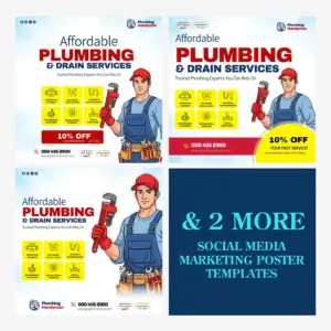 Plumbing Social Media Template & Canva Design Bundle | Plumber Marketing Posts – Canva template