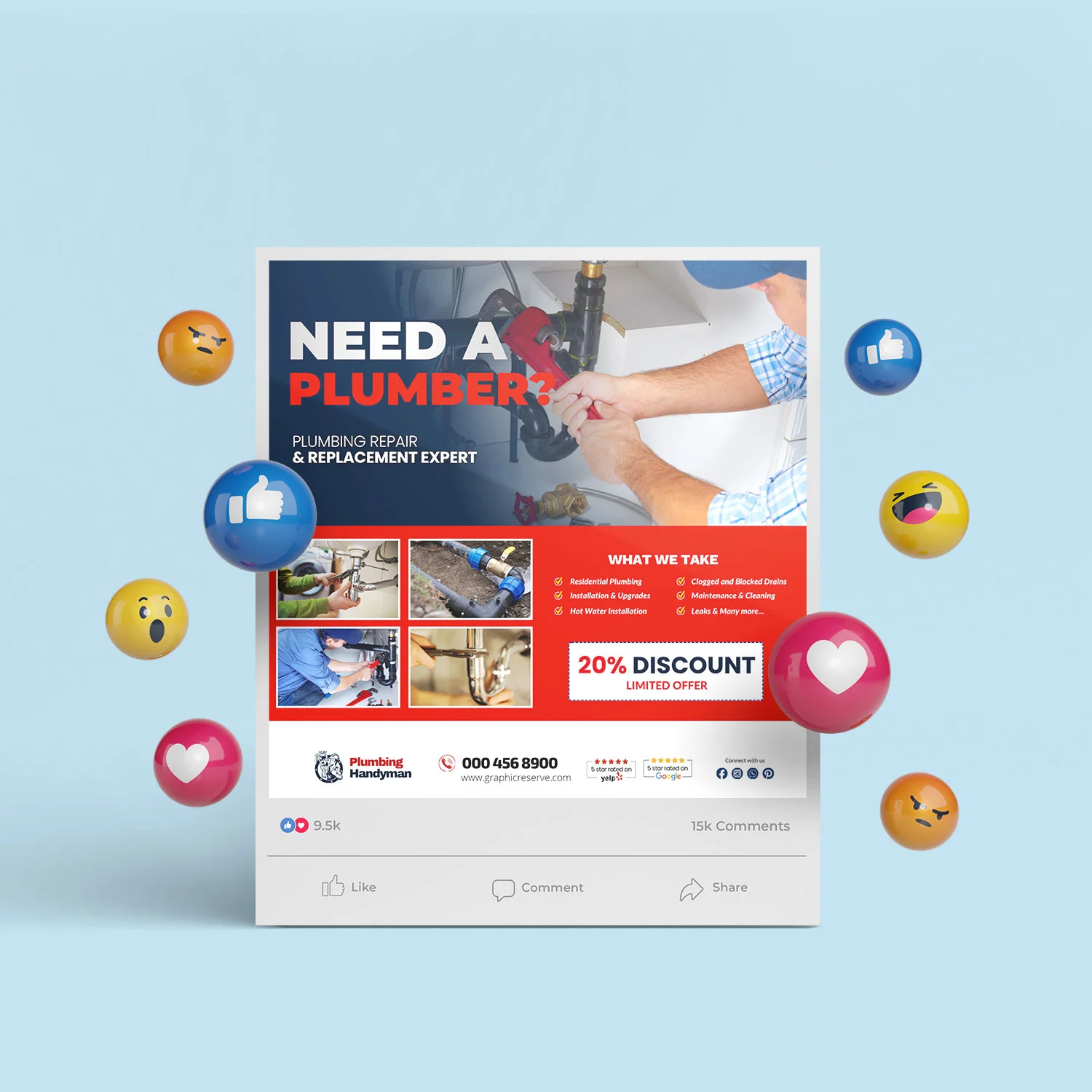 Seasonal Plumbing Marketing Post Bundle Canva