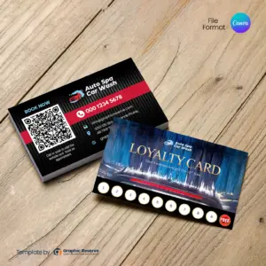 Automobile Wash Loyalty Card Canva Template for Car Wash Businesses