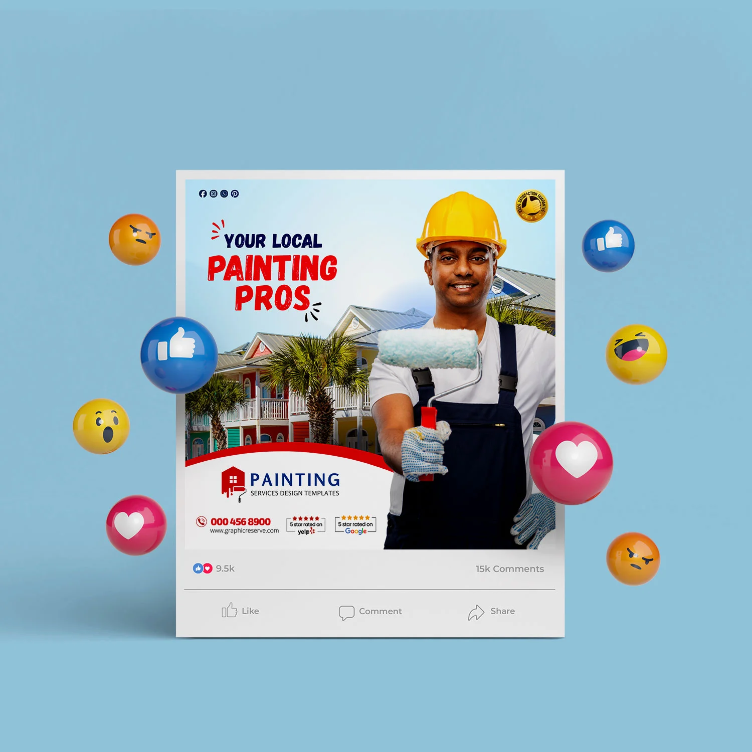 Painter Promo Social Media Bundle Canva Design for Painting Contractors – Canva template