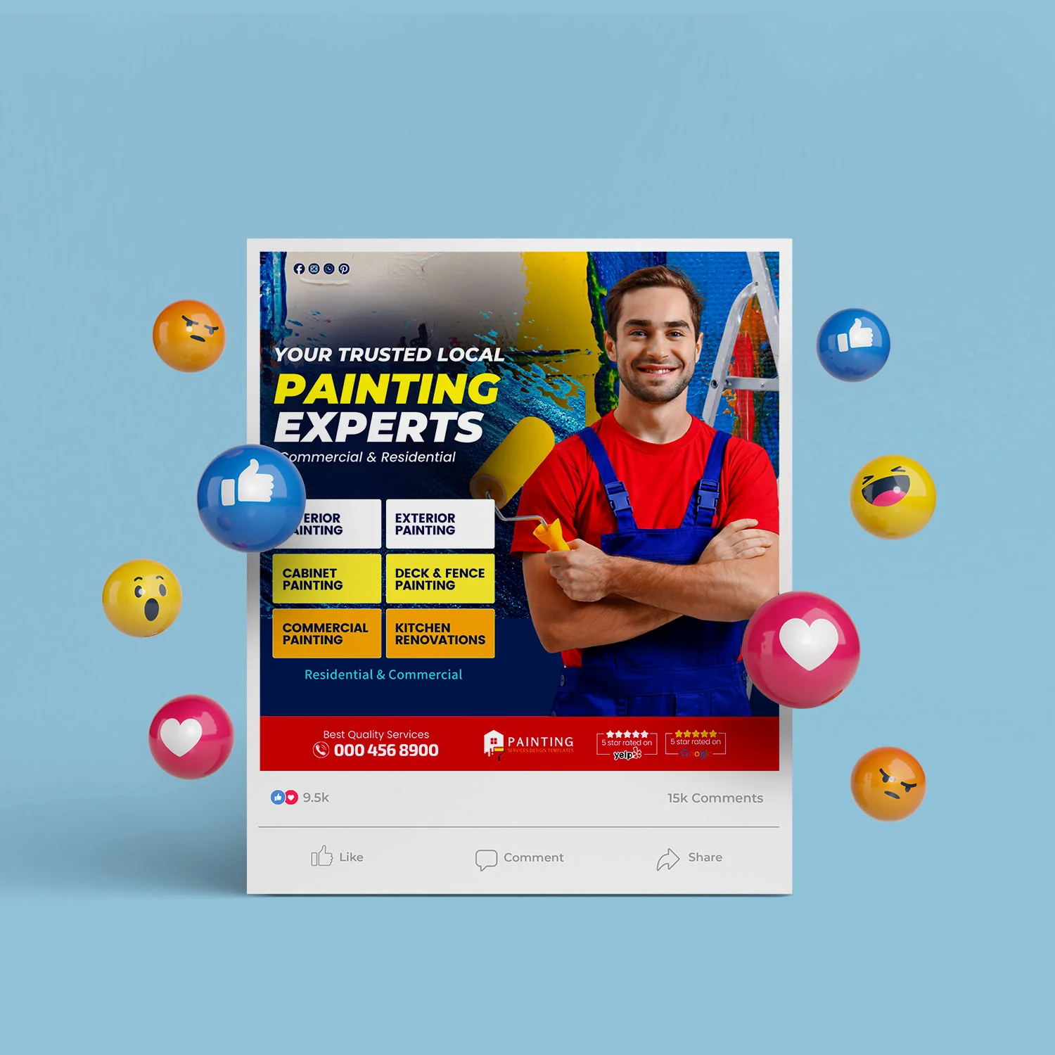 Painting Company Social Media Marketing Bundle| Editable Canva Marketing Templates – Canva template