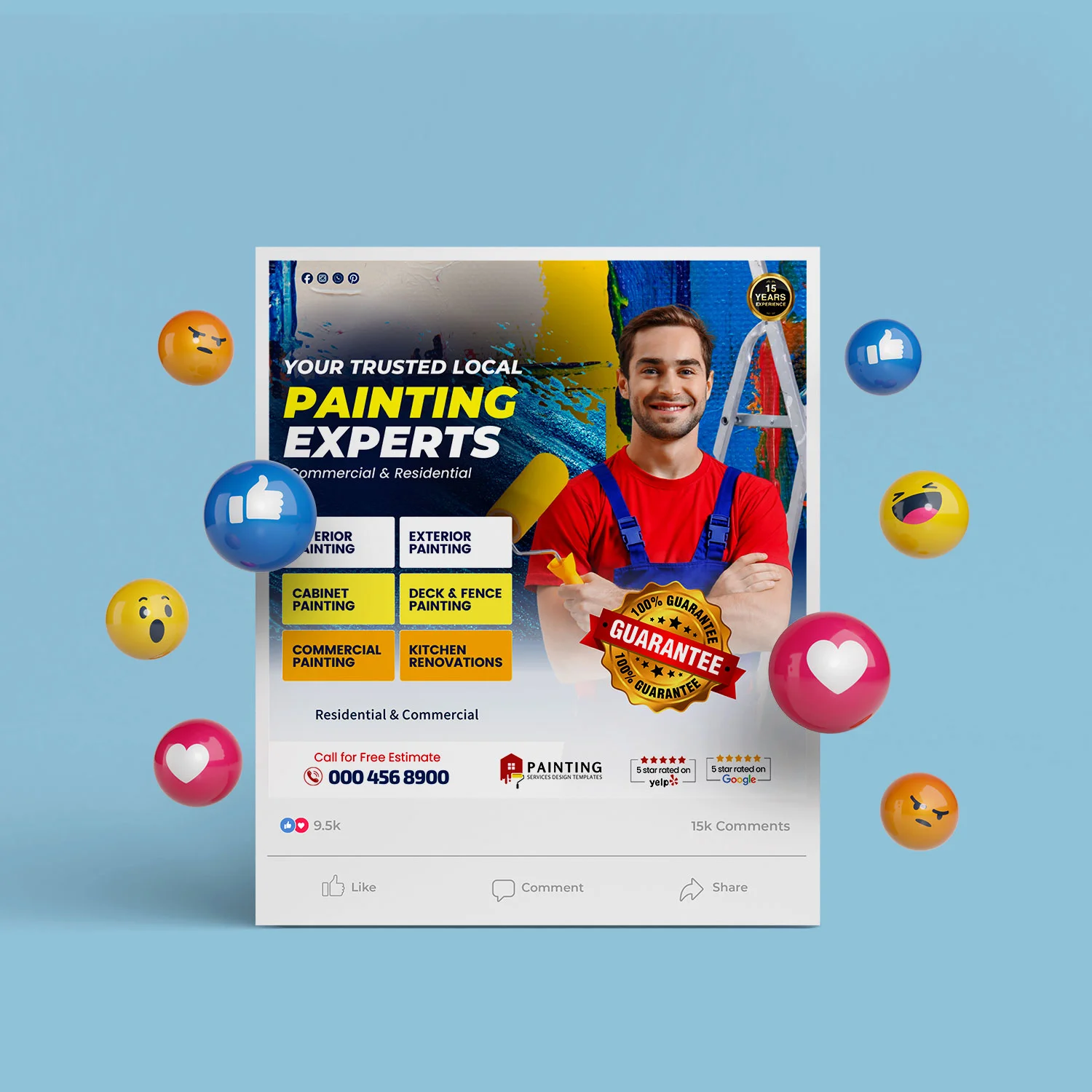 Painting Company Social Media Marketing Bundle| Editable Canva Marketing Templates – Canva template