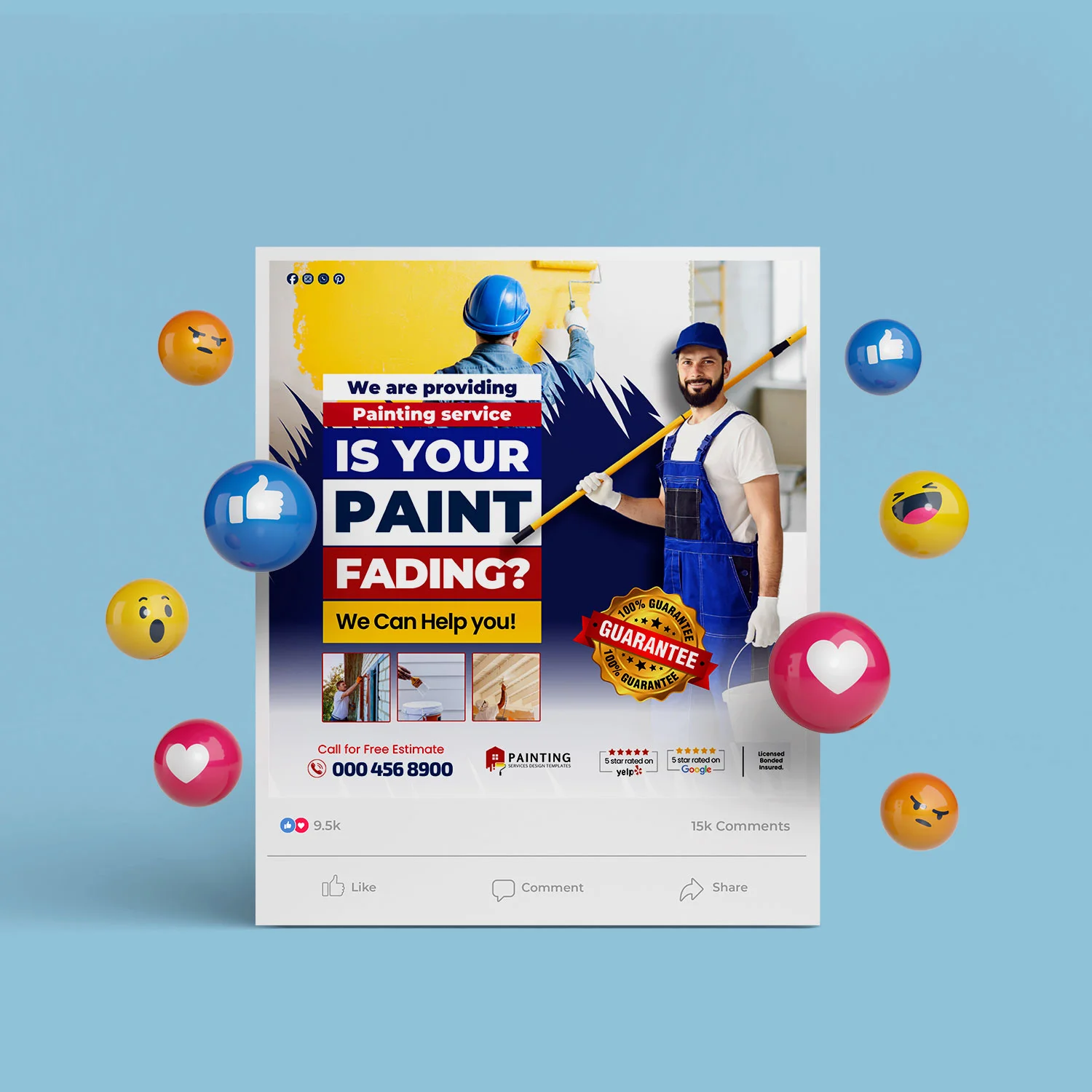 Painter Marketing Canva Bundle | Social Media Kit for Painting Businesses – Canva template