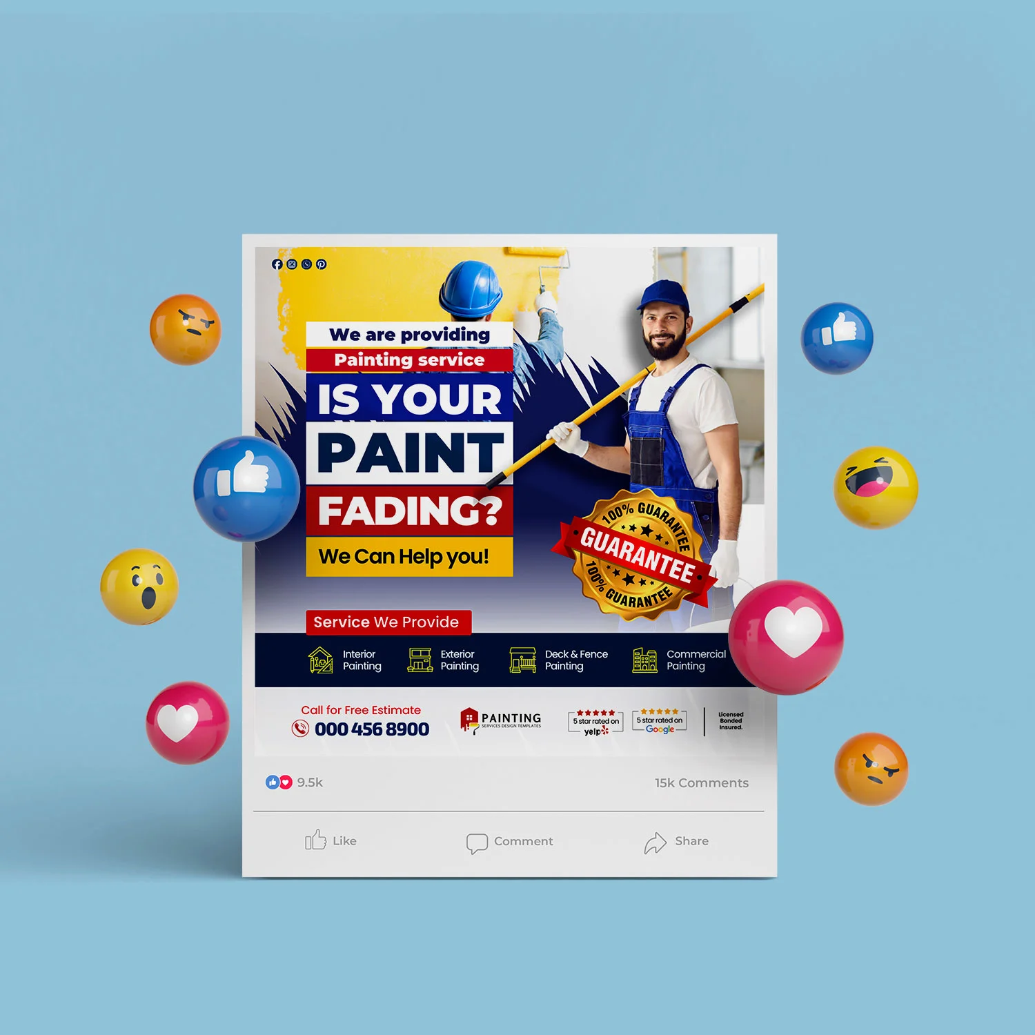 Painter Marketing Canva Bundle | Social Media Kit for Painting Businesses – Canva template