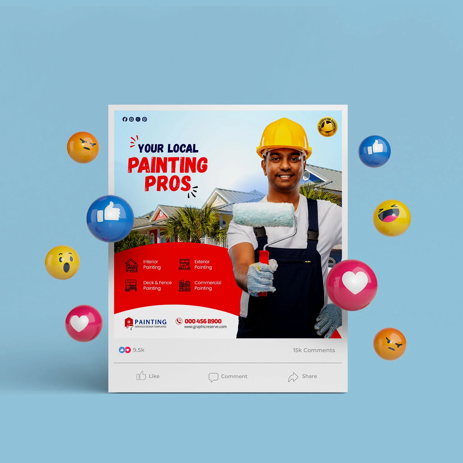 Painter Promo Social Media Bundle Canva Design for Painting Contractors – Canva template