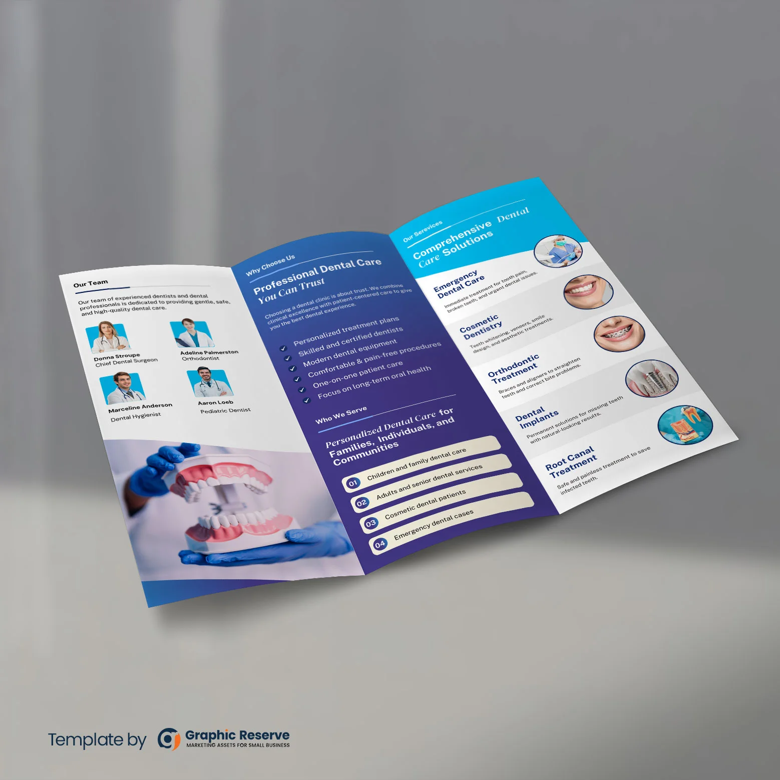 Dental Practice Tri-Fold Brochure Canva Template | Modern Clinic Marketing Design – Canva template