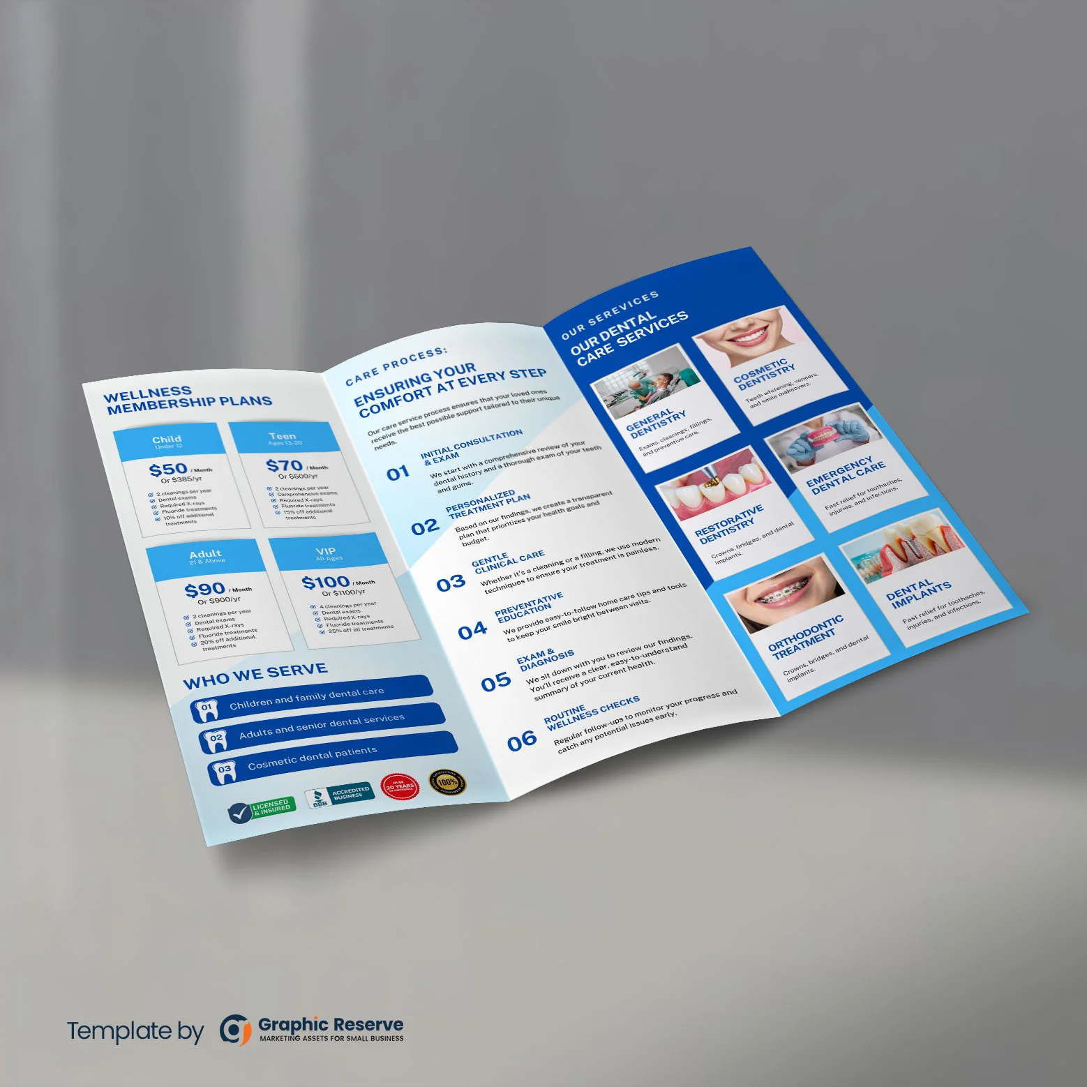 Expert Dental Clinic Advertising Tri-Fold Brochure Canva Marketing