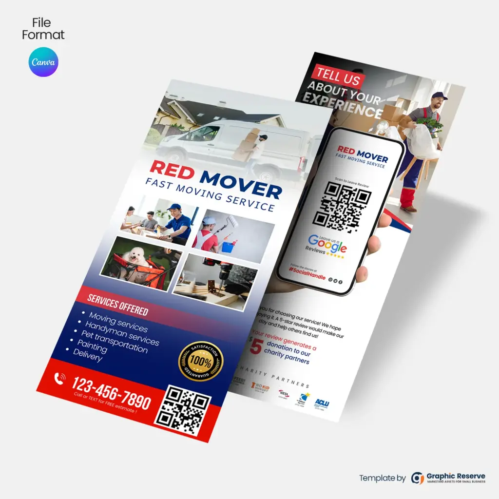Moving-Service-Review-Request-Rack-Card-&-Google-Review-Flyer-Canva-Template