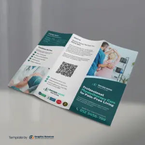 Physiotherapy Branding Trifold Brochure Canva Design Template