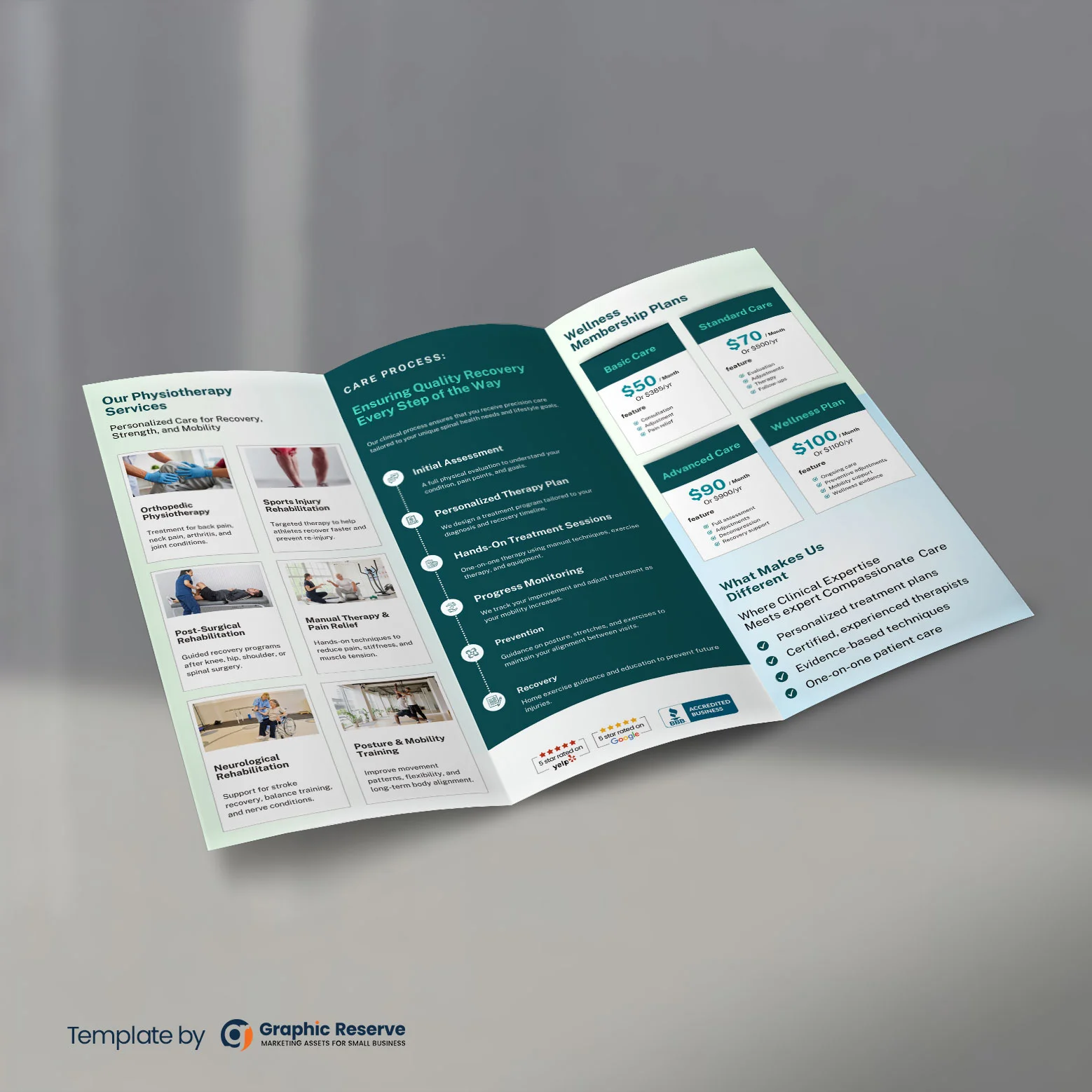 Physiotherapy Branding Trifold Brochure Canva Design Template – Canva template