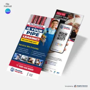 Plumbing & Handyman Advertising Review Rack Card Canva Template