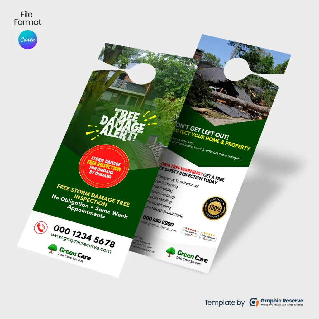 Tree Removal & Stump Grinding Door Hanger | Customizable Canva Arborist Flyer