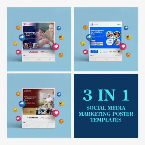 Editable Caregiver Social Media Canva Template Bundle for Home Care Agencies