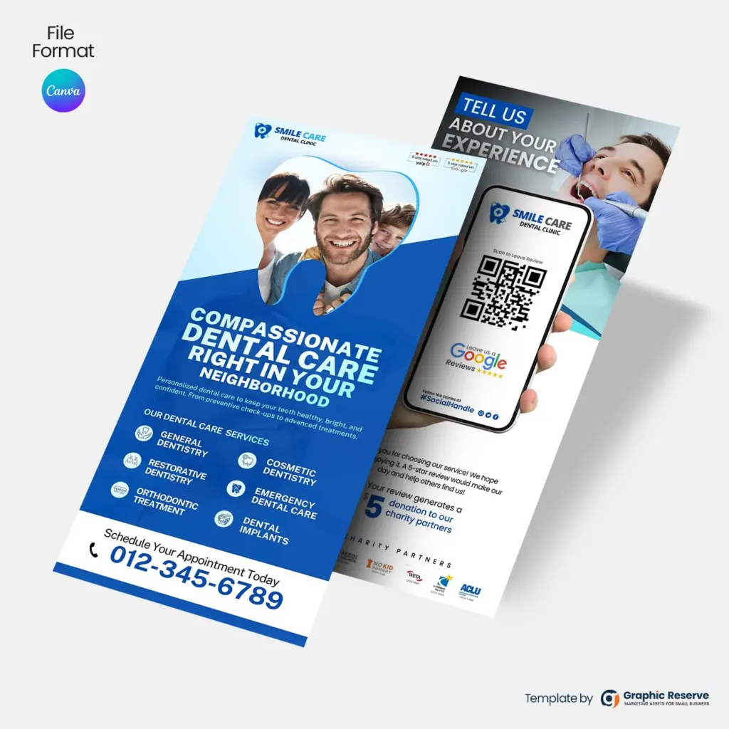 Editable-Dental-Flyer-&-QR-Review-Card-Canva-Template-for-Dentists