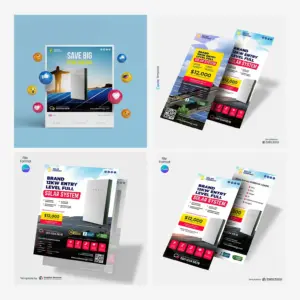 Solar Energy Marketing Canva Template Bundle | Flyers, Door Hangers & Cards