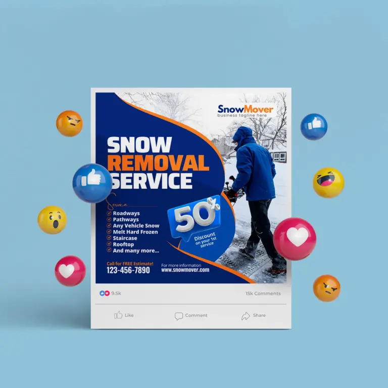 Snow Plowing Marketing Website Template Canva Template — Snow Removal Advertising Website Template Design