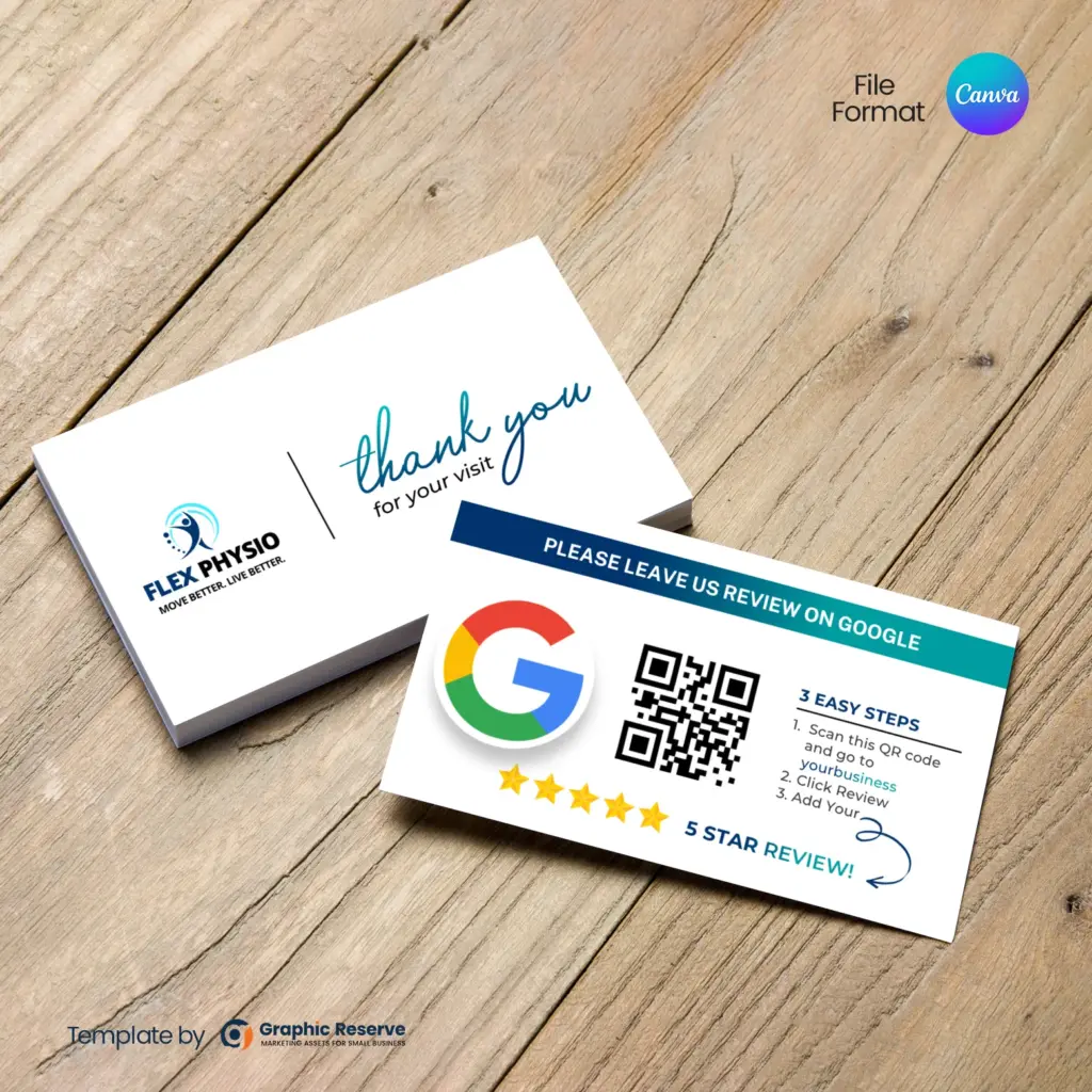 Physiotherapy Google Review Request Business Card Template | Canva | Rehab Clinic Marketing Material | Local Advertising Design