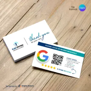 Physiotherapy Google Review Request Business Card Template | Canva | Rehab Clinic Marketing Material | Local Advertising Design