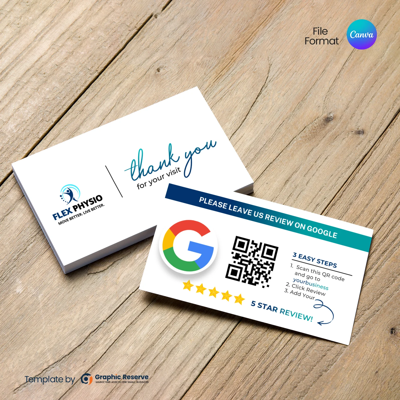 Physiotherapy Google Review Request Business Card Template | Canva | Rehab Clinic Marketing Material | Local Advertising Design