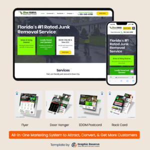 Junk Removal Marketing Bundle | Canva Templates + Elementor Website Kit | Hauling Advertising