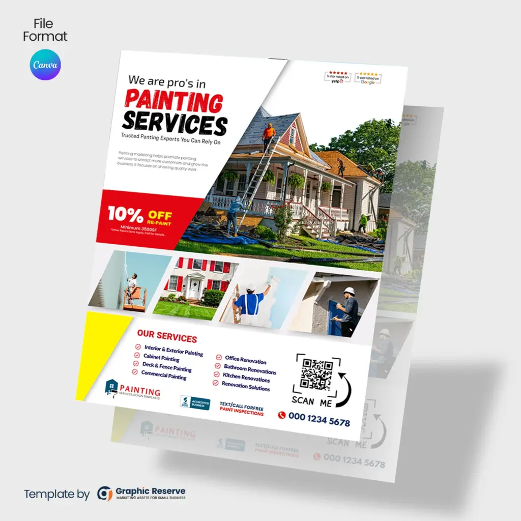 Painting Services Flyer Template | Canva | House Painter Marketing Material | Local Advertising Design