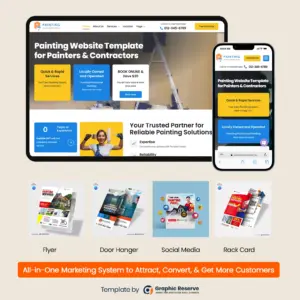 Painting Contractor Marketing Bundle | Canva Templates + Elementor Website Kit | House Painter Advertising