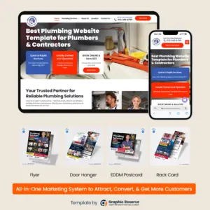 Plumber Marketing Bundle | Canva Templates + Elementor Website Kit | Plumbing Company Advertising