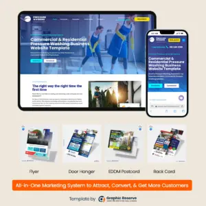 Pressure Washing Marketing Bundle | Canva Templates + Elementor Website Kit | Pressure Washing Advertising