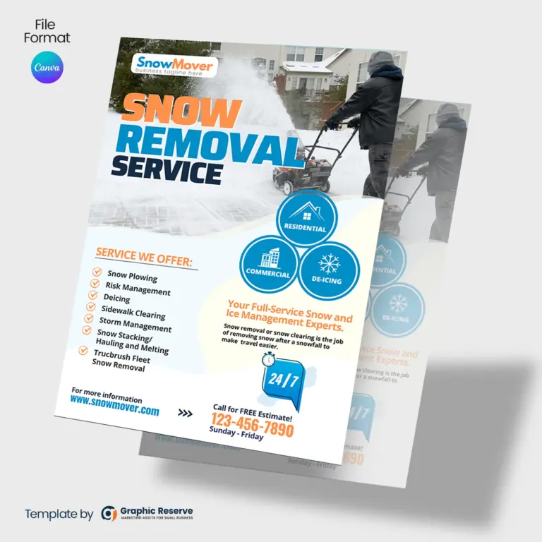 Snow Plowing Marketing Website Template Canva Template Front Design — Snow Removal Advertising Website Template
