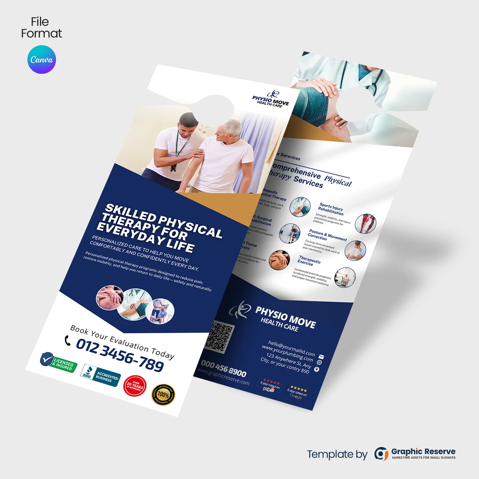 Physical-Therapy-Practice-Door-Hanger-Design-Canva-Template, physical therapy advertising ideas