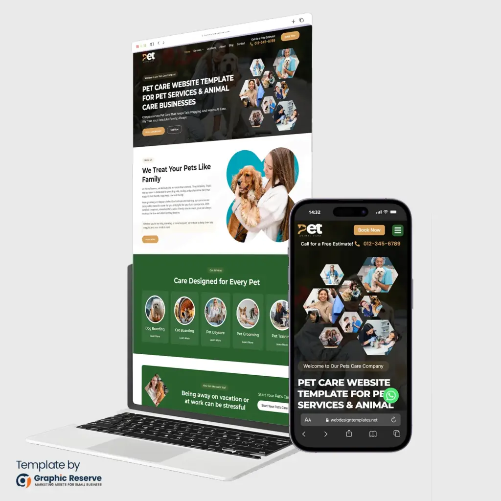 Pet care website template