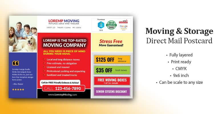 Moving and Storage Company Marketing Postcard cover