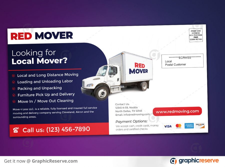Moving Company Marketing Every Door Direct Mail EDDM Postcard Coupon