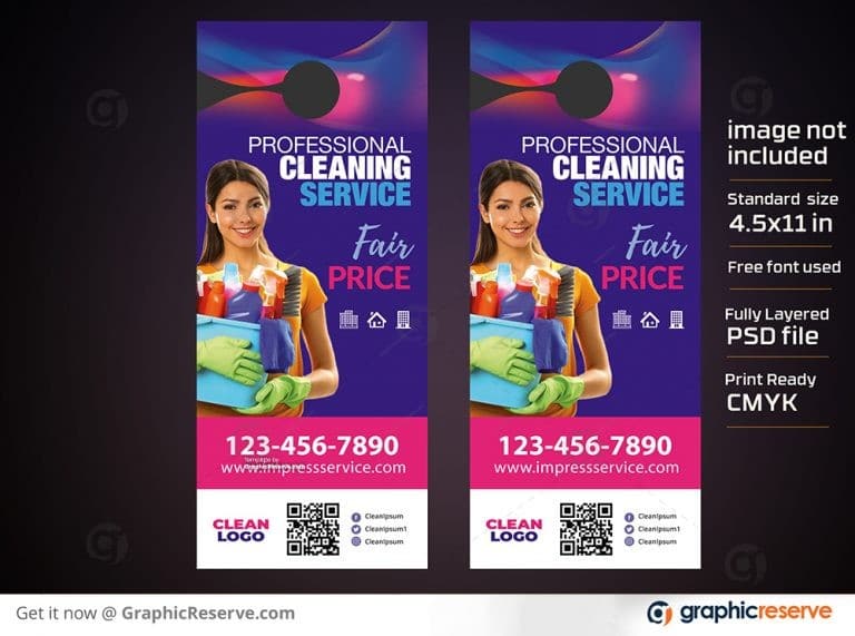 Cleaning Service Door Hanger Template Graphic Reserve