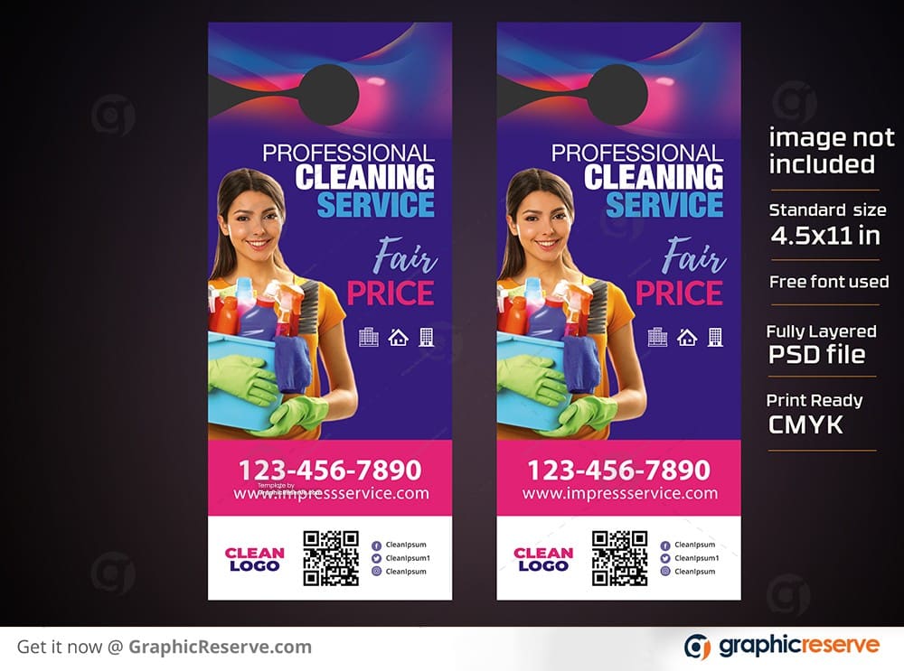 Cleaning Service Door Hanger Design Template Download for Free