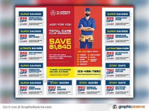 Plumbing flyer with multiple Coupon