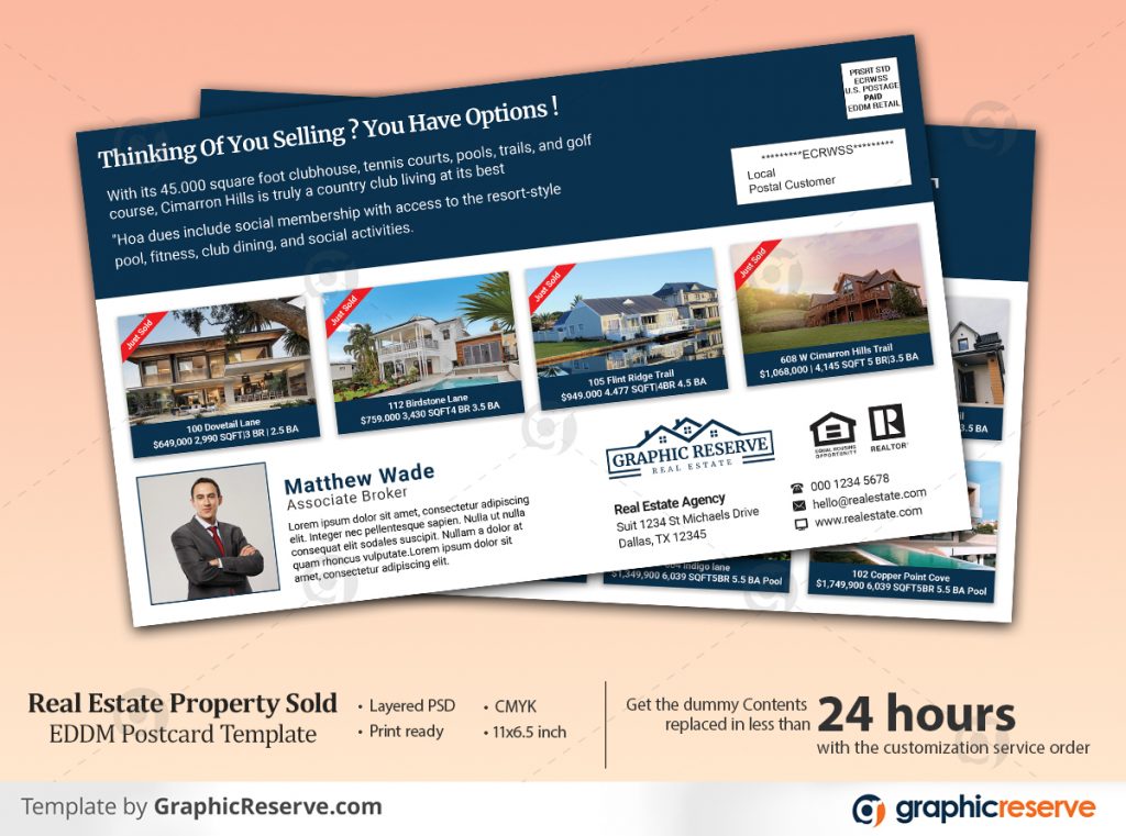 Real Estate Property Sold EDDM Postcard Template - Graphic Reserve