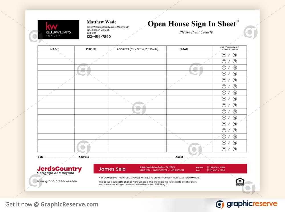 open house sign in sheet ms word pdf ai eps format file graphic reserve