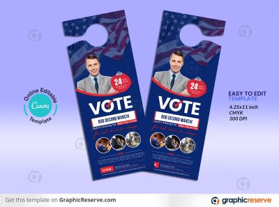 43790 Election Campaign Political Door Hanger Design Canva template