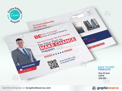 43826 Political Election Campaign EDDM Mailer Postcard Canva template P1 2