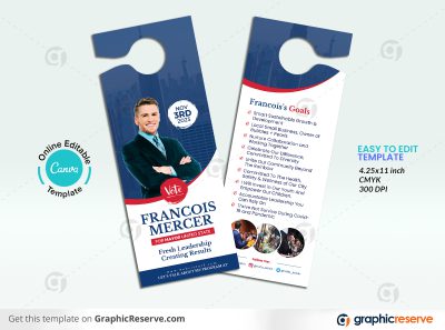 44138 Political Candidate Door Hanger Design Canva template