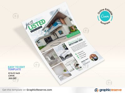 44714 Just Listed Flyer Design for Real Estate Agents Canva template