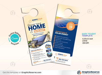 44856 Solar Product Marketing Door Hanger Design Canva template P1