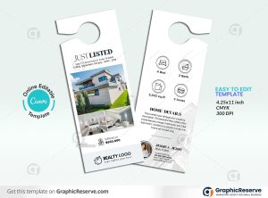 Just Listed Real Estate Door Hanger Design