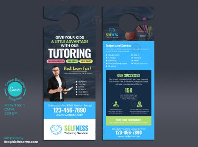 Advantage Tutoring Door Hanger Design