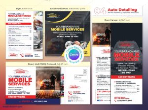 Automobile Washing Service Marketing Material Bundle Canva Template