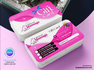 Body Massage Gift Card Canva Template