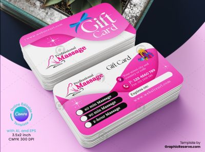 Body Massage Gift Card Canva Template