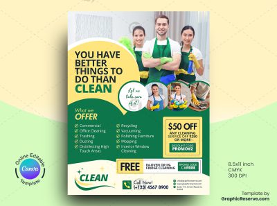 Cleaning Service Canva Flyer Design Template