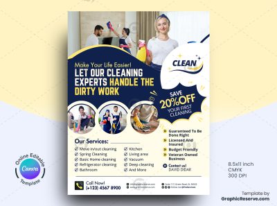 Cleaning Service Flyer Design Canva Template